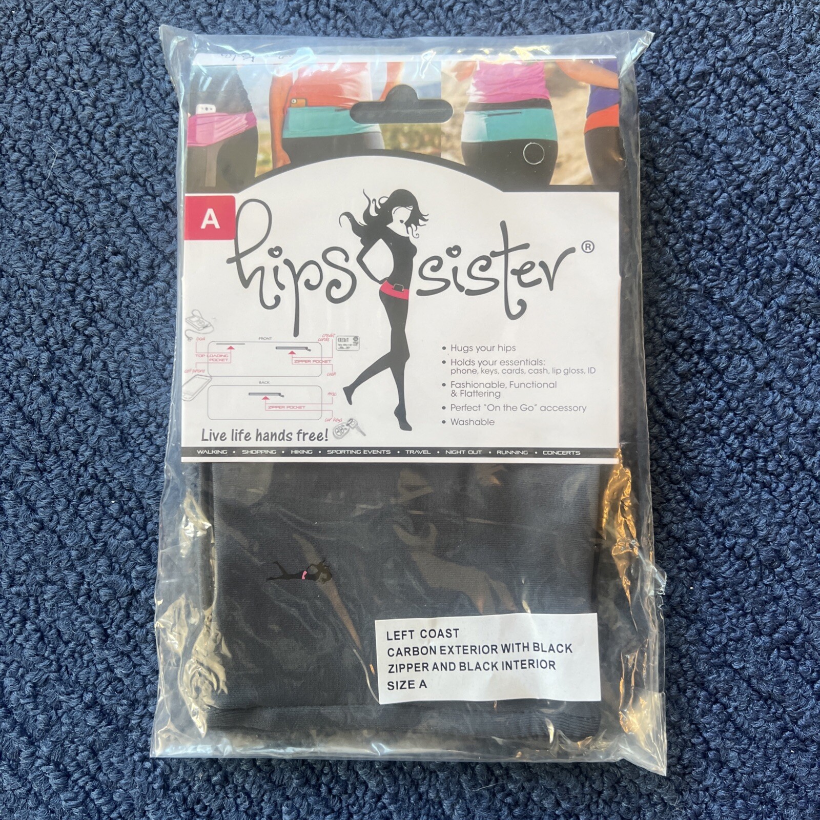 Carbon With Black Hip Fanny Pack Running Band Left Coast Hips Sister Size A NWT