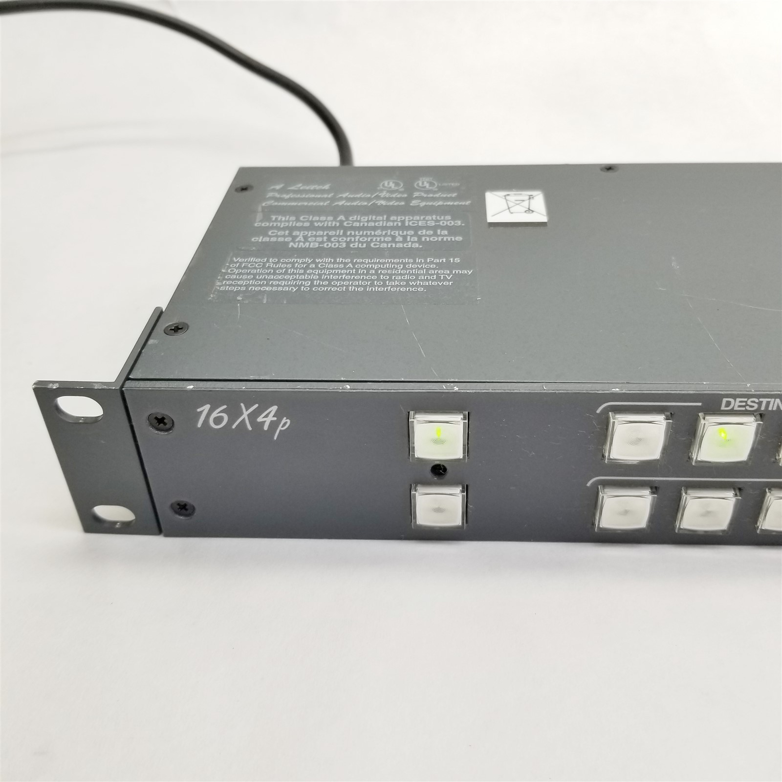 Leitch RCP-16X4P Programmable 16x4 Crosspoint Pushbutton Panel Rackmount Remote