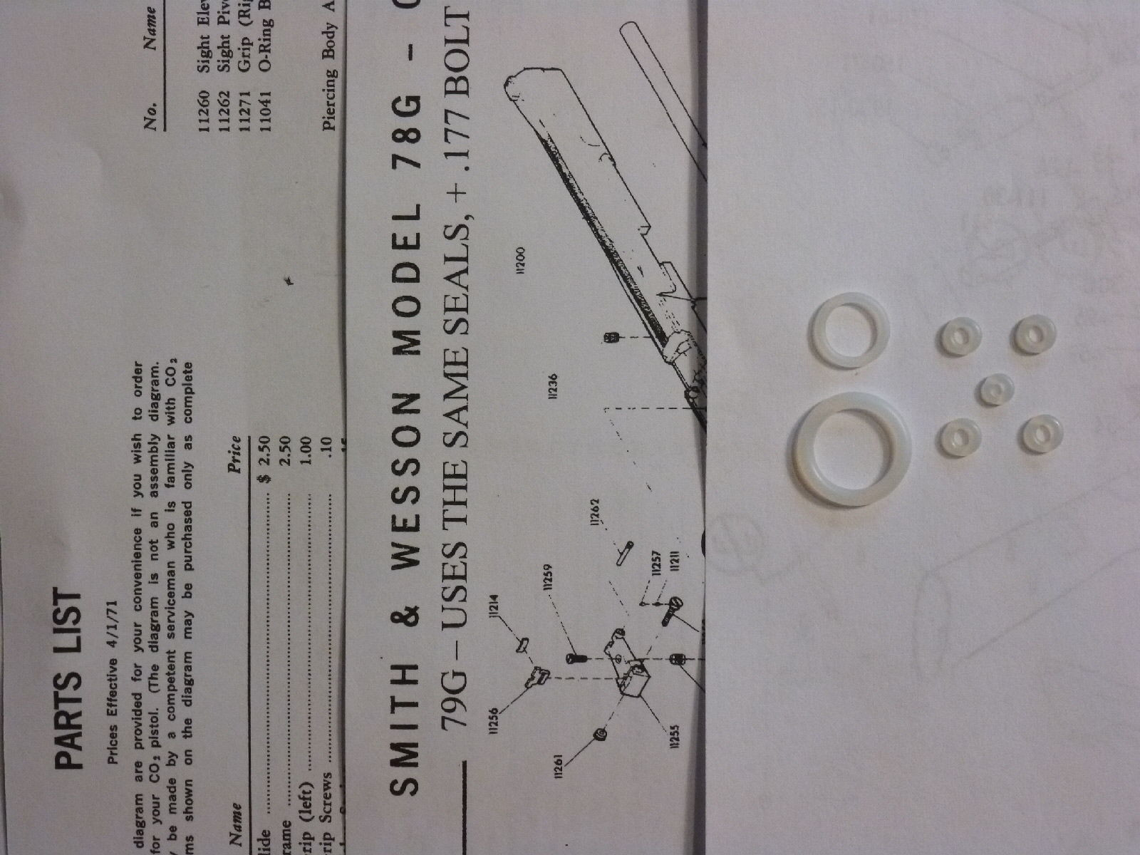 Smith & Wesson 78G 79G URETHANE Seal Kit + Exploded View + Parts List + Guide