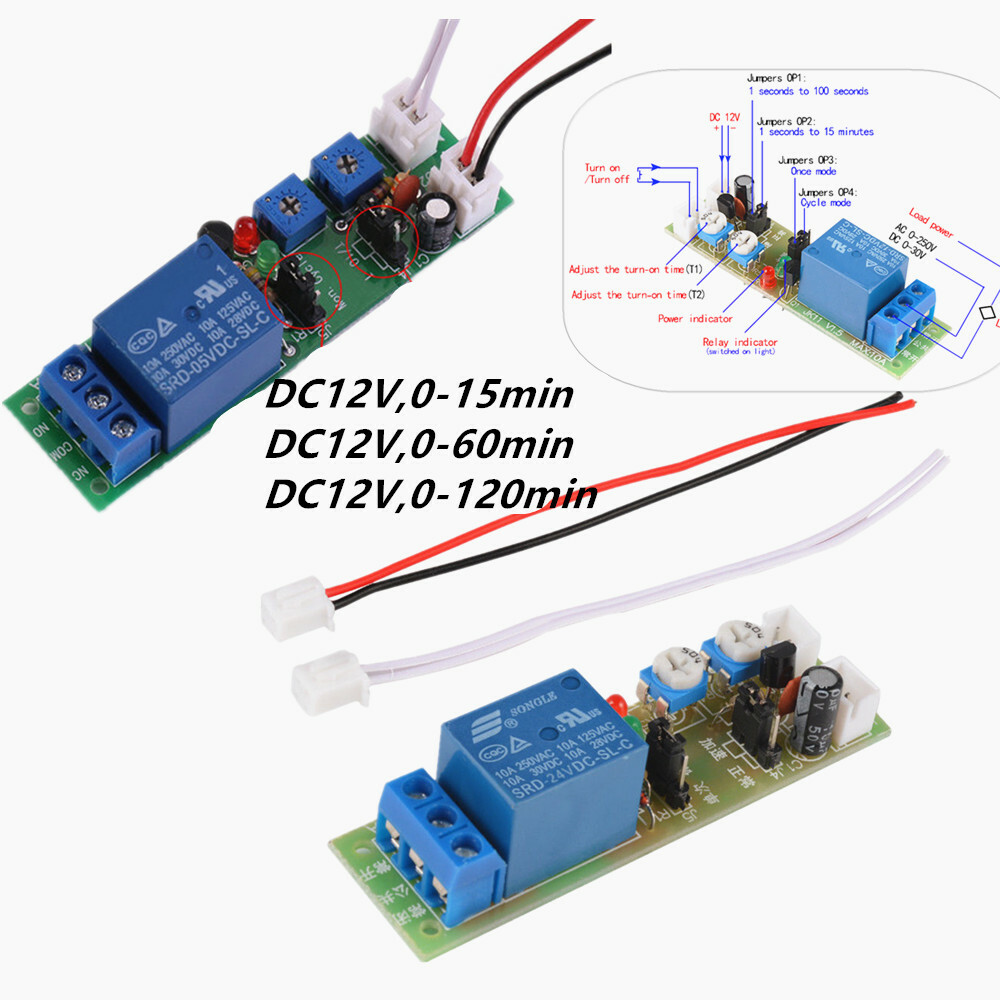 DC12V Cycle Delay Timer Relay 0-15/60/120 Minute ON-OFF Switch Module Adjustable
