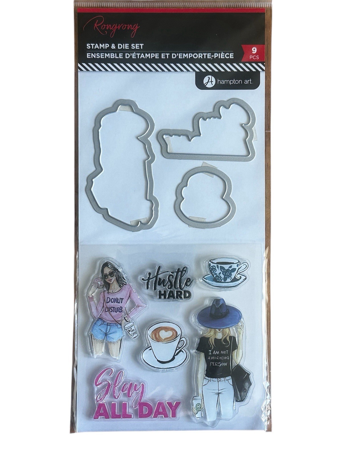 Rongrong Stamp & Die Set by Hampton Art - SLAY ALL DAY,  NEW!