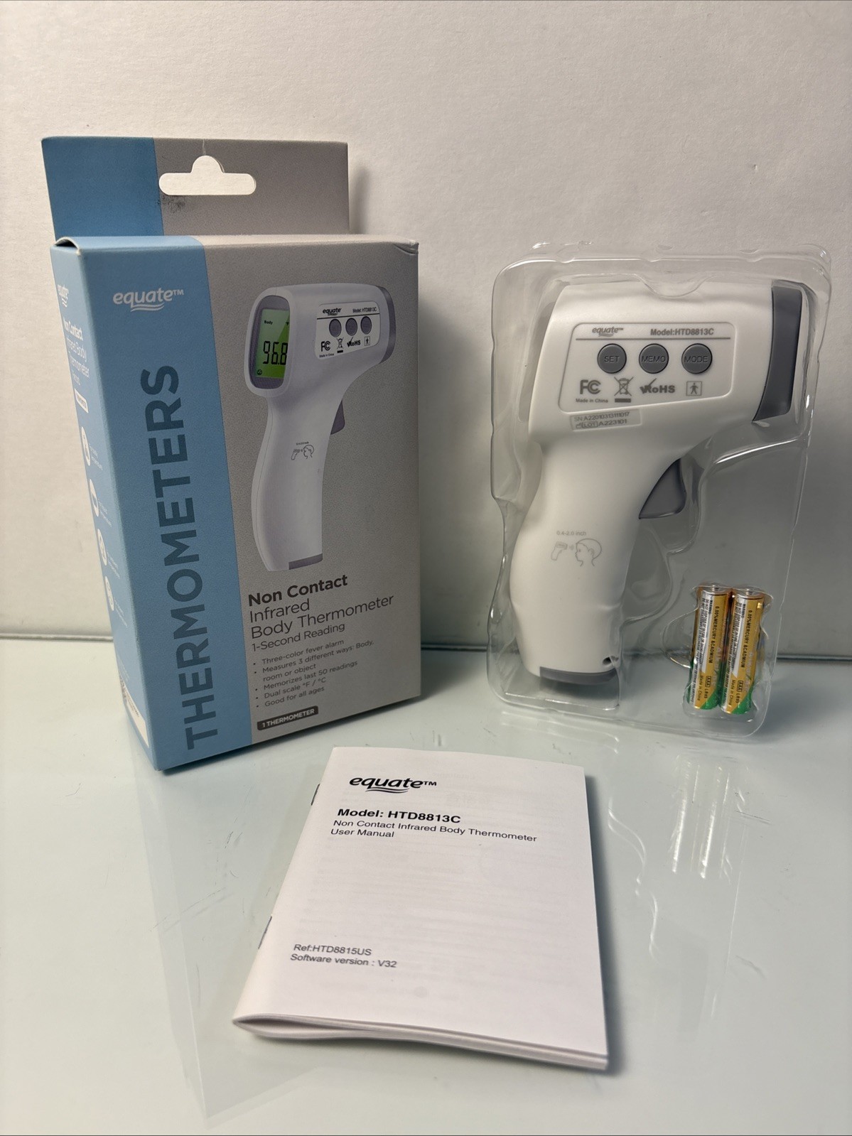 Equate Thermometer Non Contact Infrared Body Thermometer-1 Second Reading NEW!!