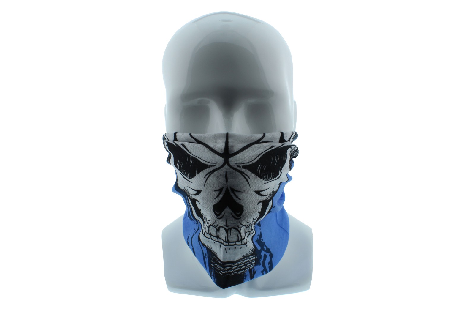 Blue and Black Skull Seamless Wide Tube Bandana Balaclava Paintball Face Mask