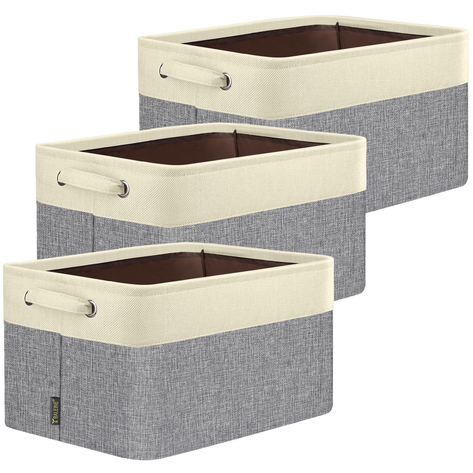 BALEINE 3 Pack Fabric Closet Storage Bins for Shelves, Linen Closet Organizer...
