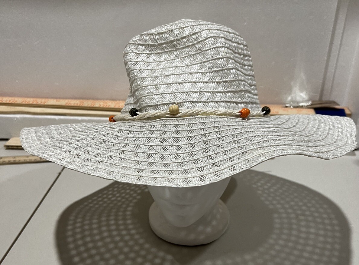 Womens Sz L Sun Hat Wide Brim Summer Hat Gardening, Beach, Floppy Boho Errands