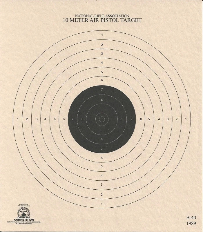 B-40 [B-32] Official NRA 10 Meter Air Pistol Target, 7" x 8", Tagboard (300); FS
