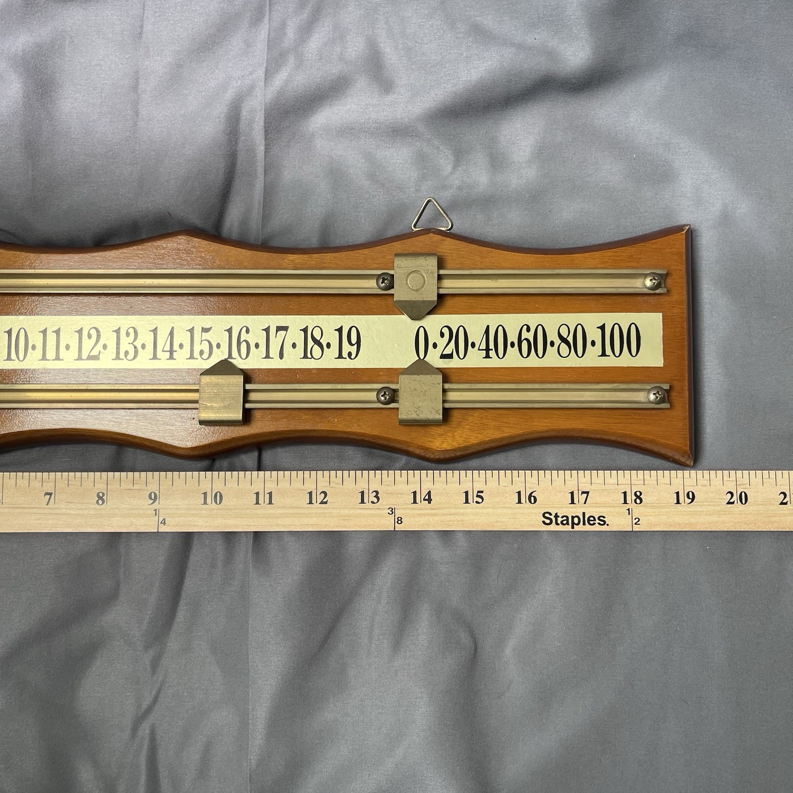 Wall Mounted Billiards Scoreboard Dual Track Brass Wood Shuffleboard Rectangular