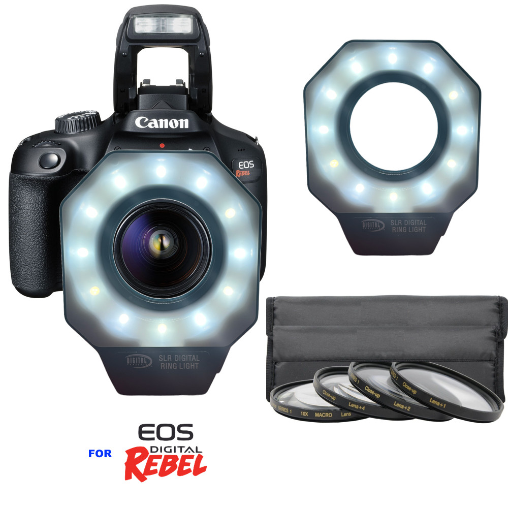 DIGITAL LED RING LIGHT +HD MACRO LENS KIT FOR CANON EOS SL1 SL2 SL3 80D 60D 90D