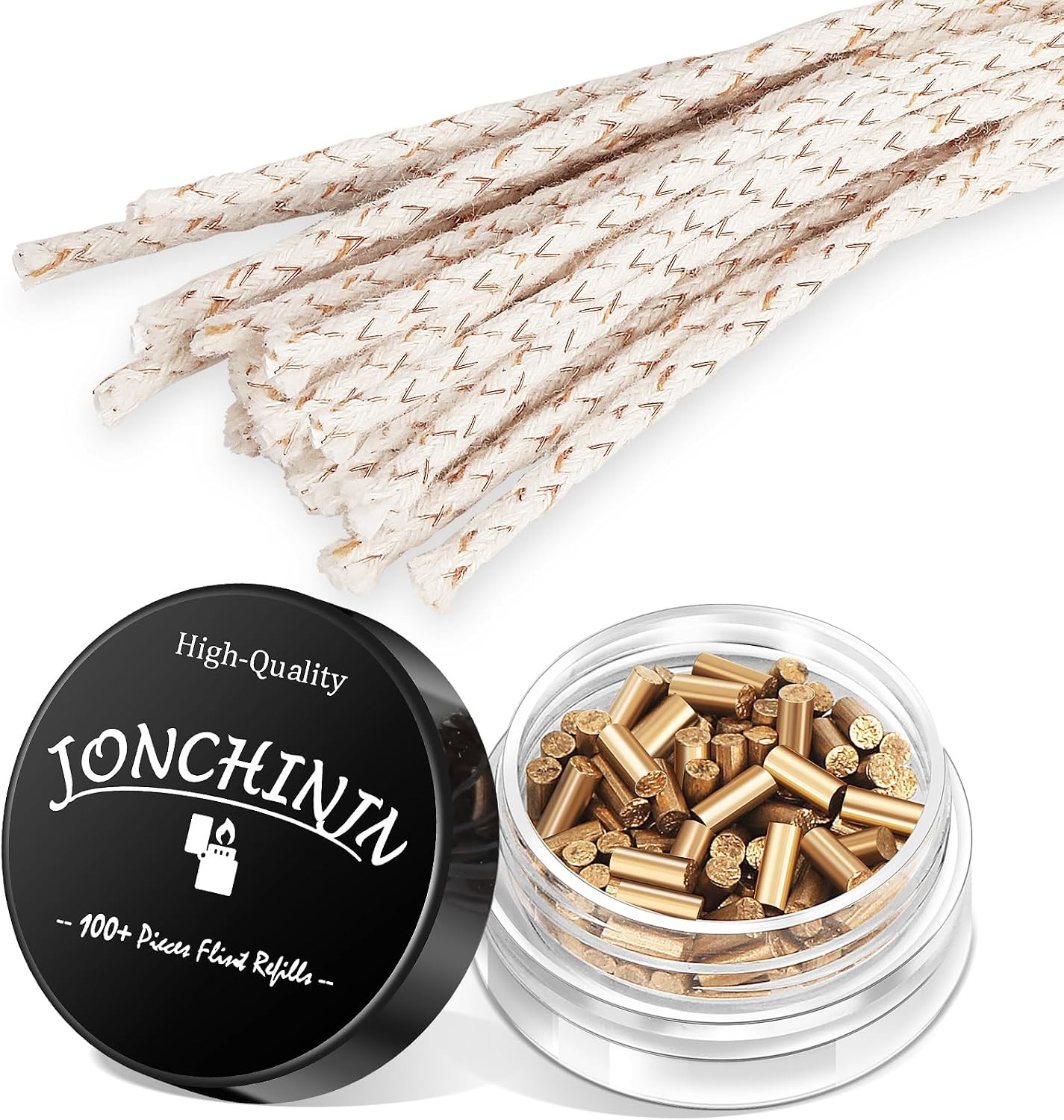 Lighter Flints 100+ Pcs and Cotton Wicks 20 Pcs, Premium Lighter Repair Kit