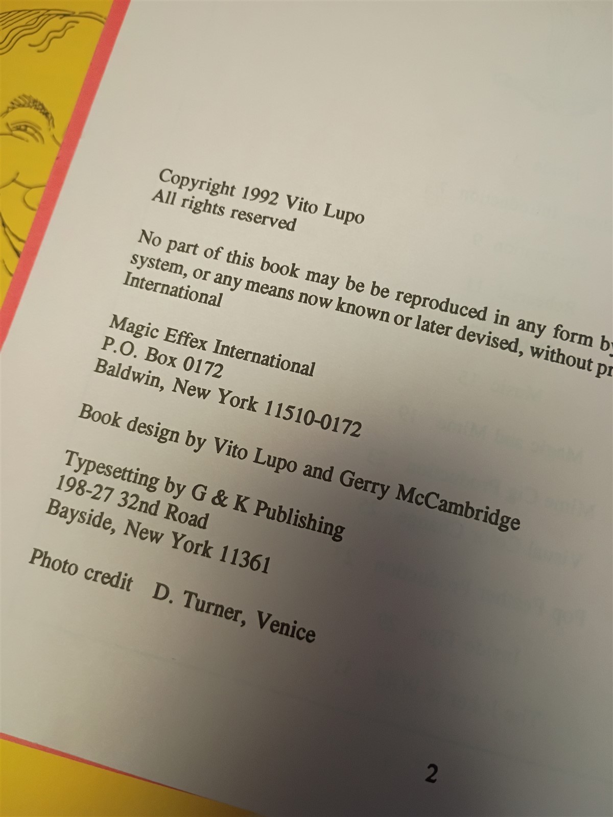 Vito Lupo Book Copyright 1992 33 Pages Spiral comb