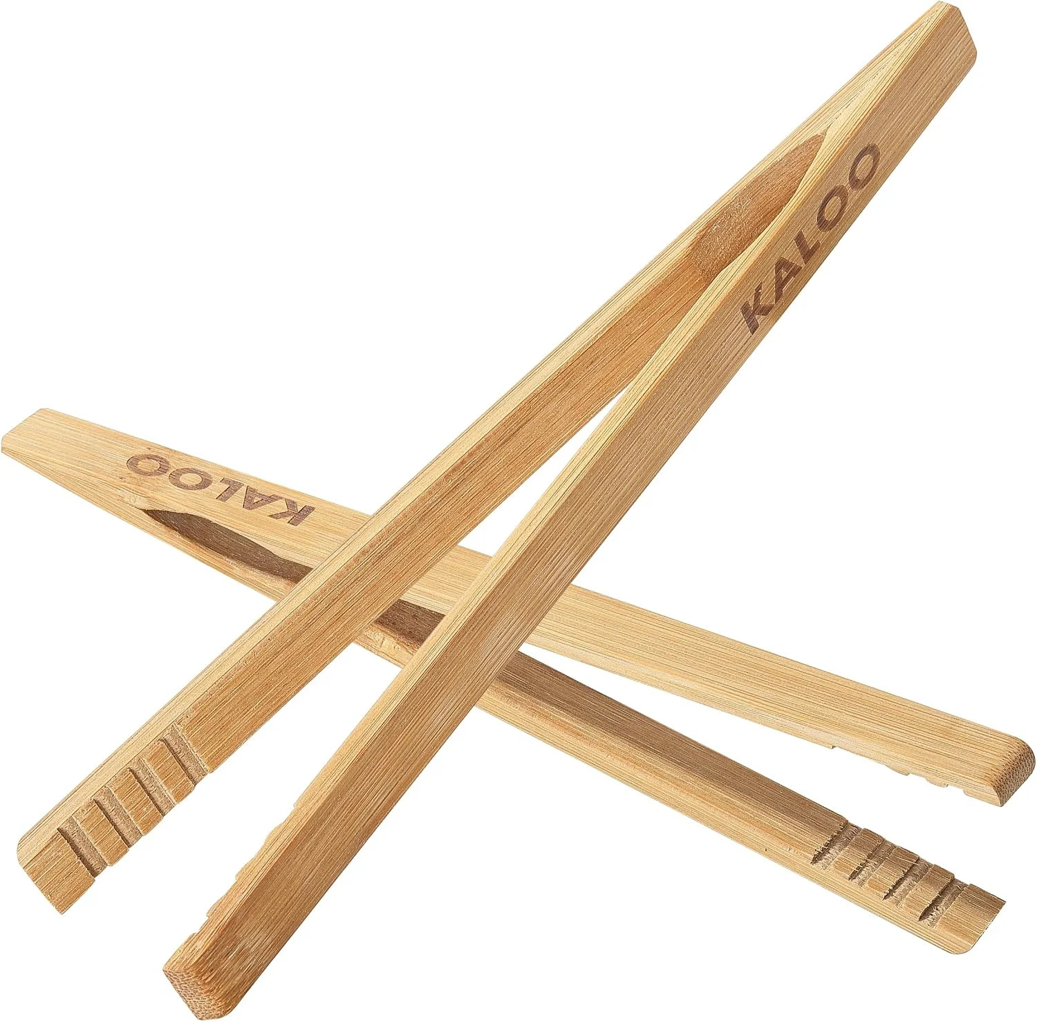 2PCS Reusable Toaster Tongs, Kaloo 8 inch Wooden Cooking Tong, Multipurpose Bamb