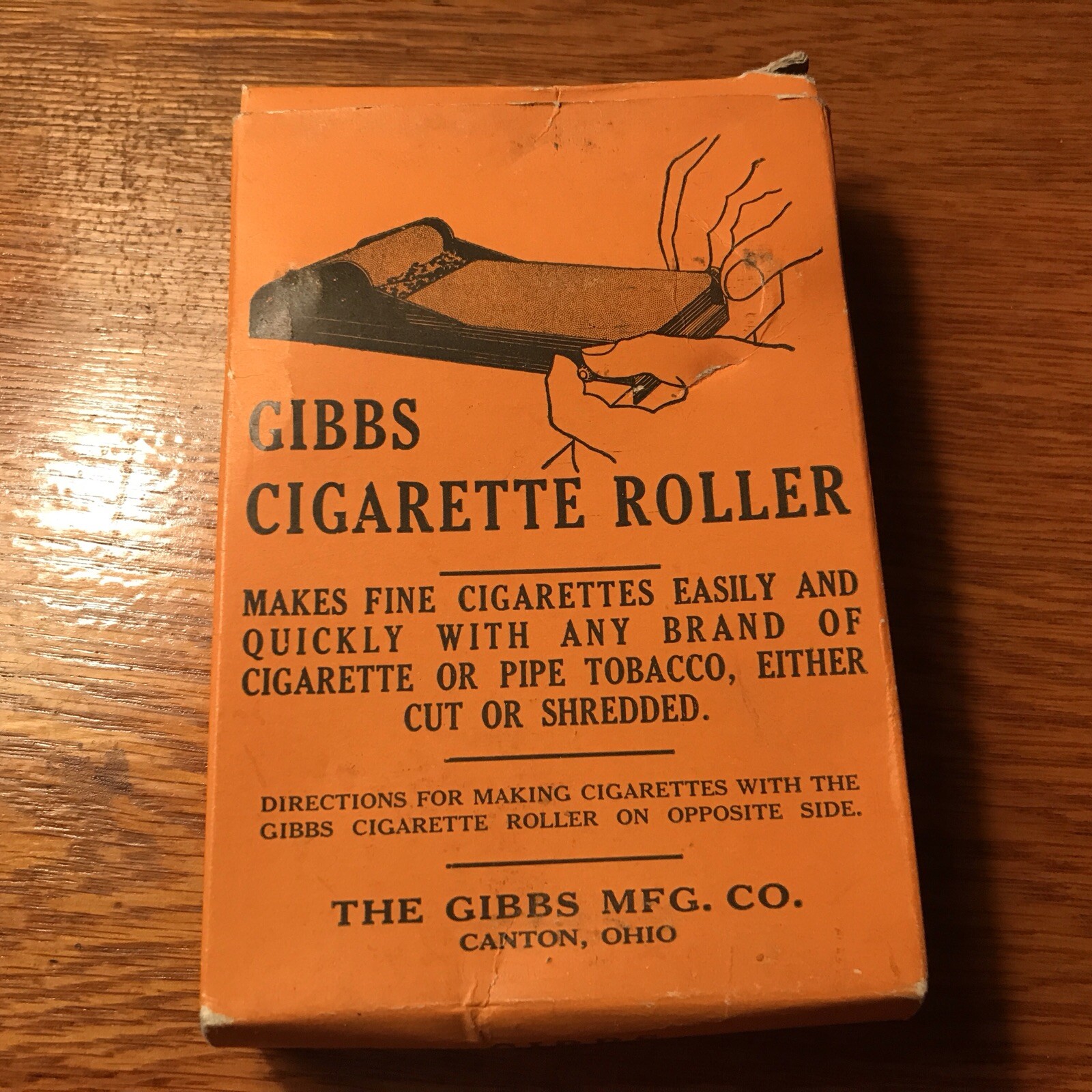 GIBBS CIGARETTE VINTAGE UNUSED ROLLER IN ORIGINAL BOX, CANTON, OHIO