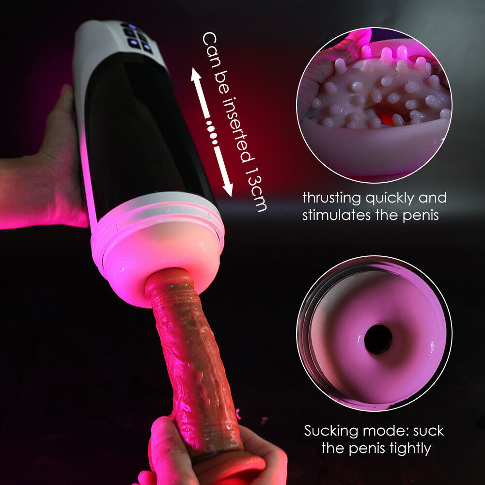 Male Masturbaters Automatic HandsFree Heated Thrusting Pussy Stroker Lubricants