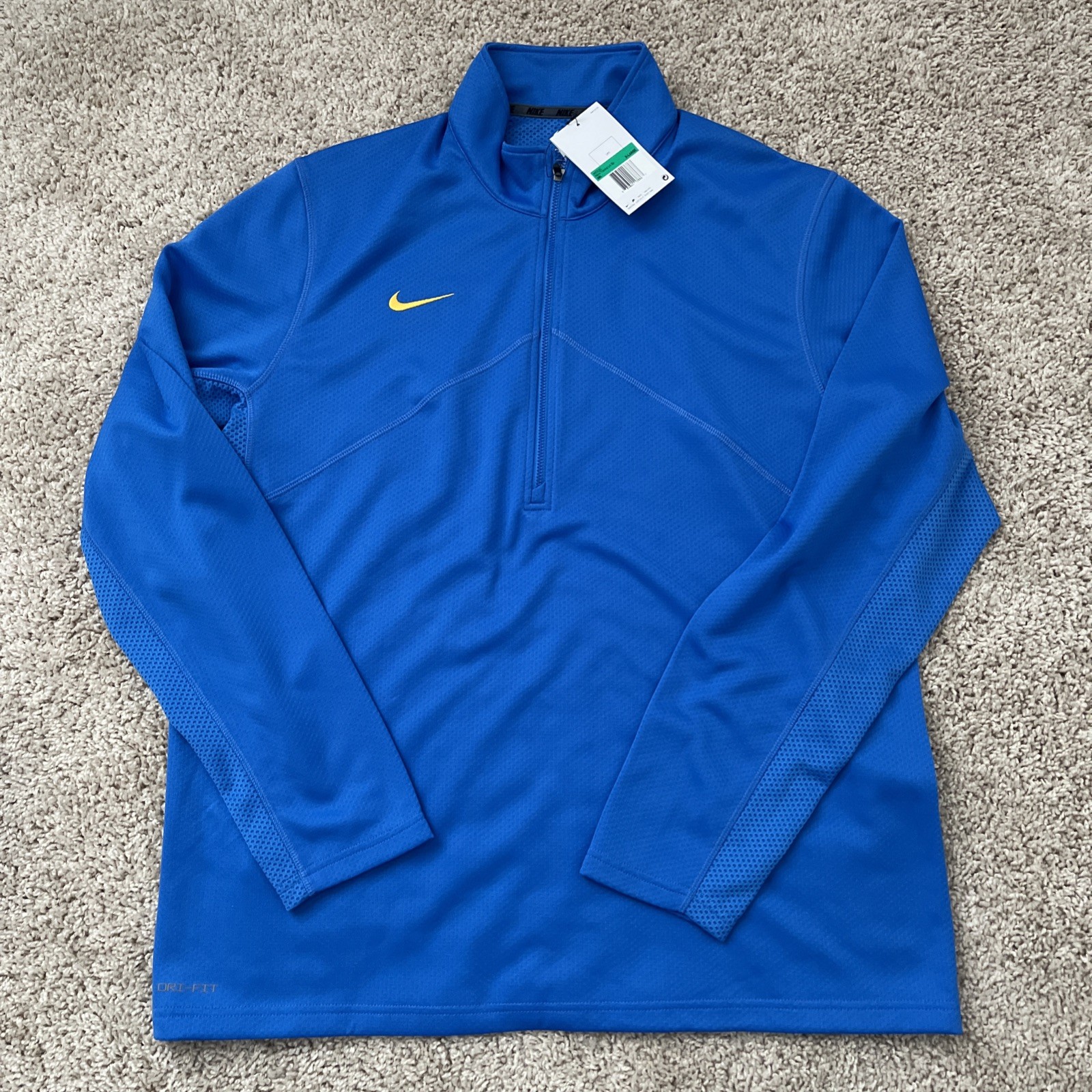 Mens Size XL- Nike Dri-Fit Training Pullover 1/4 Zip Signal Blue Yellow M53181