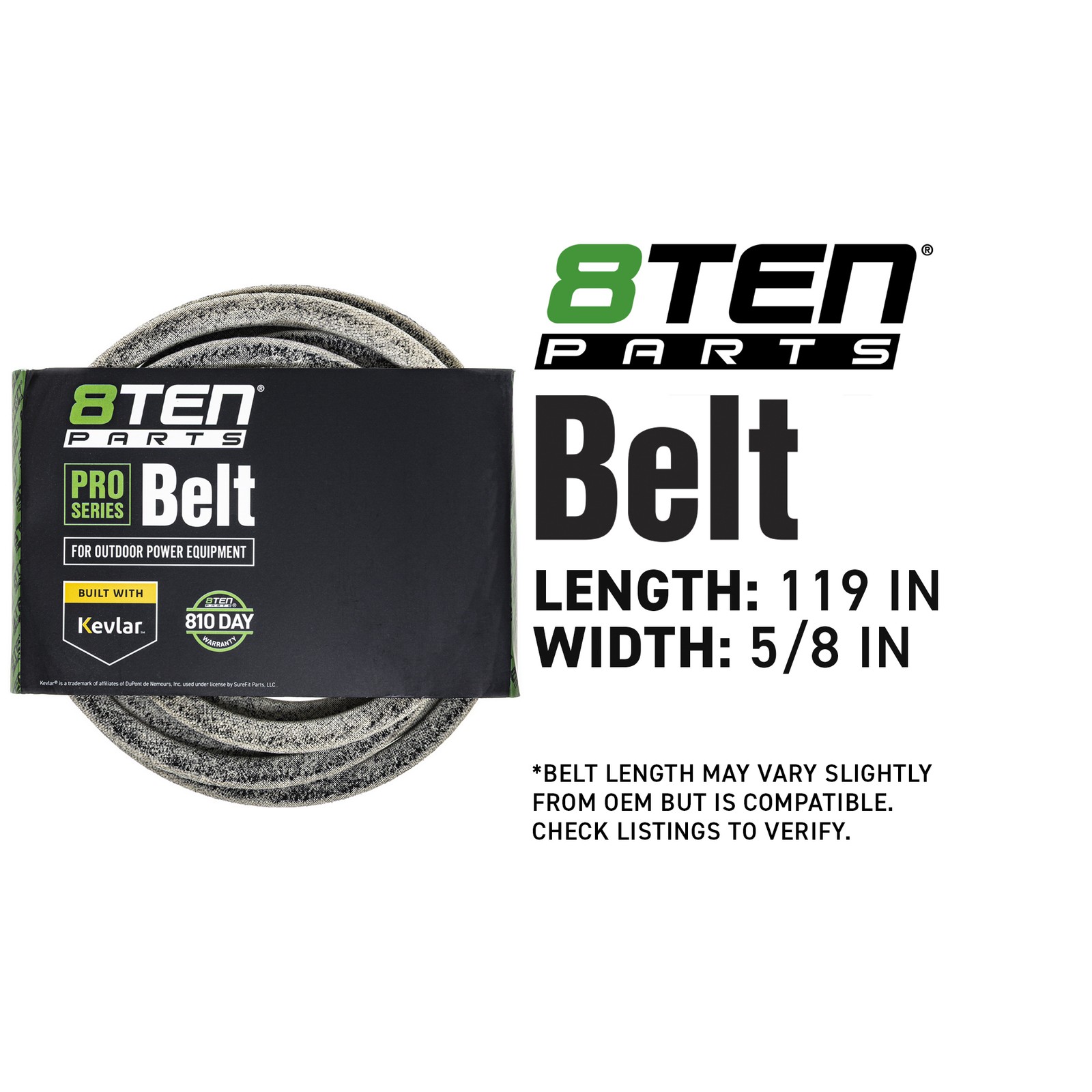 8TEN Belt with Kevlar for Toro Z Master 7500-D Center 96 144 126-7924 119 x 5/8