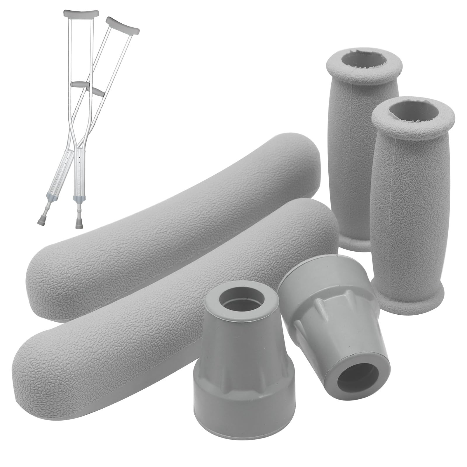 Replacement Crutch Pads 6 Pieces Accessory Kit with Gray
