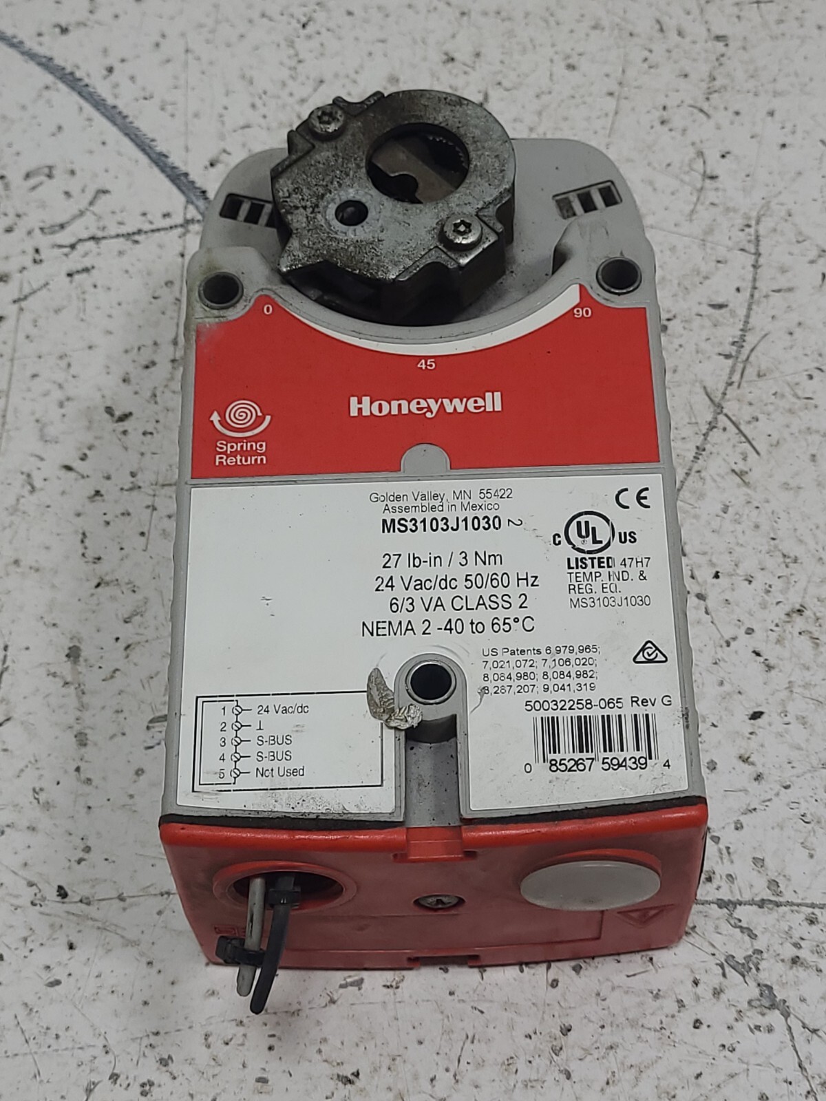 Honeywell MS3103J1030 Return Direct Coupled HVAC Damper Actuator