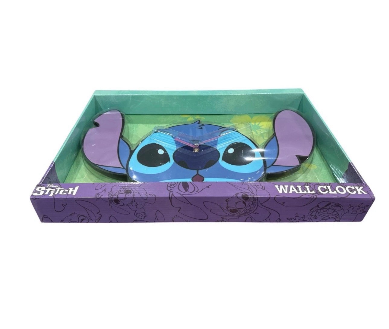 Disney Stitch Character Shaped Wall Clock With Analog Display Requires 1 AA Batt