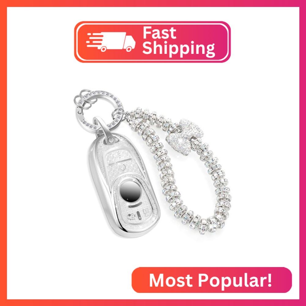 CTRINEWS for Buick Key Fob Cover with Fashionable Zirconia Wristlet KeyChain, En