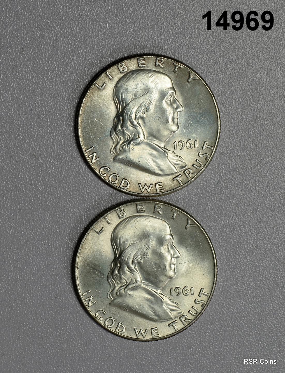 1961 P&D FRANKLIN HALF DOLLAR SET FBL NICE FLASHY! #14969