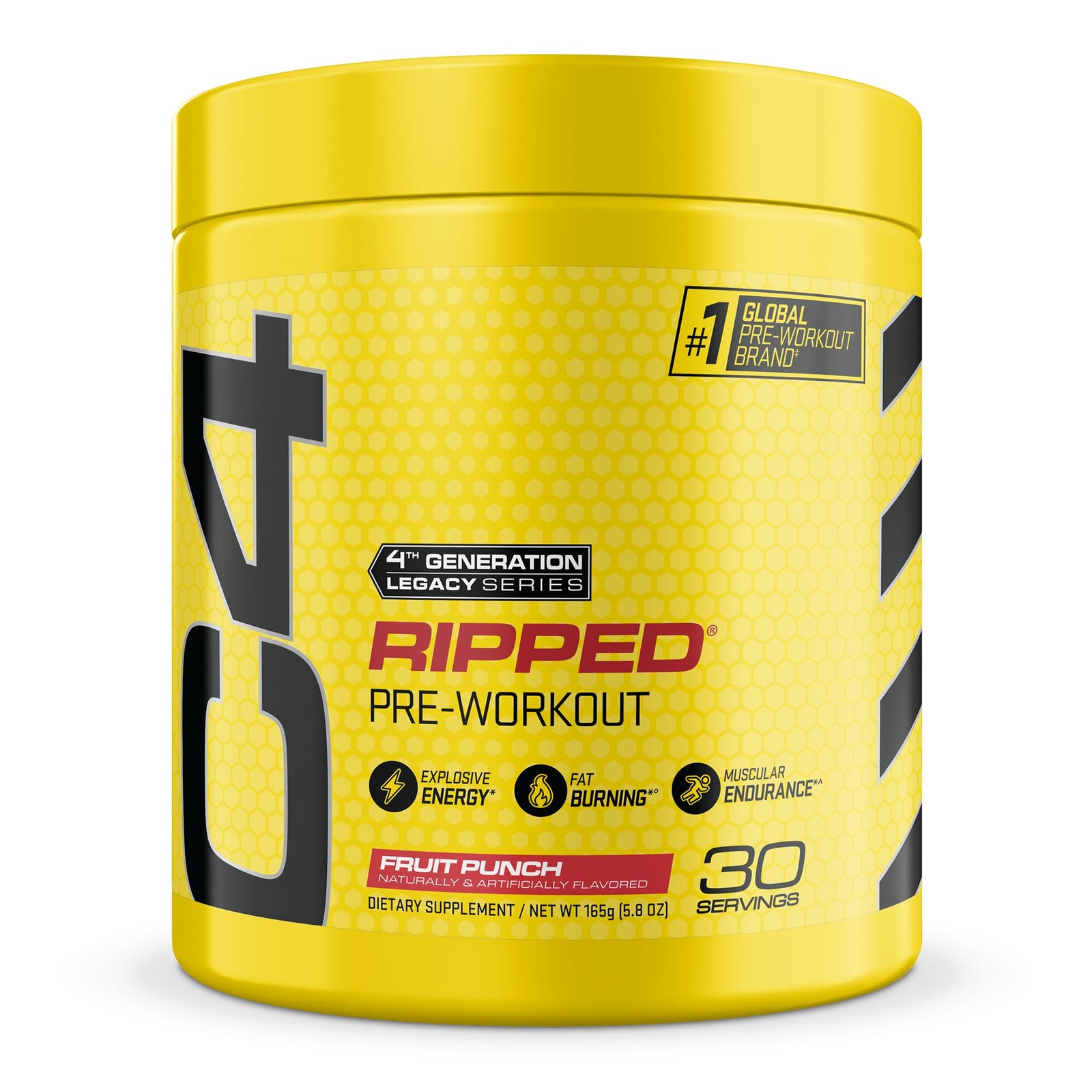 Cellucor Ripped Pre Workout Powder Fruit Punch - Creatine Free + Sugar Free P...
