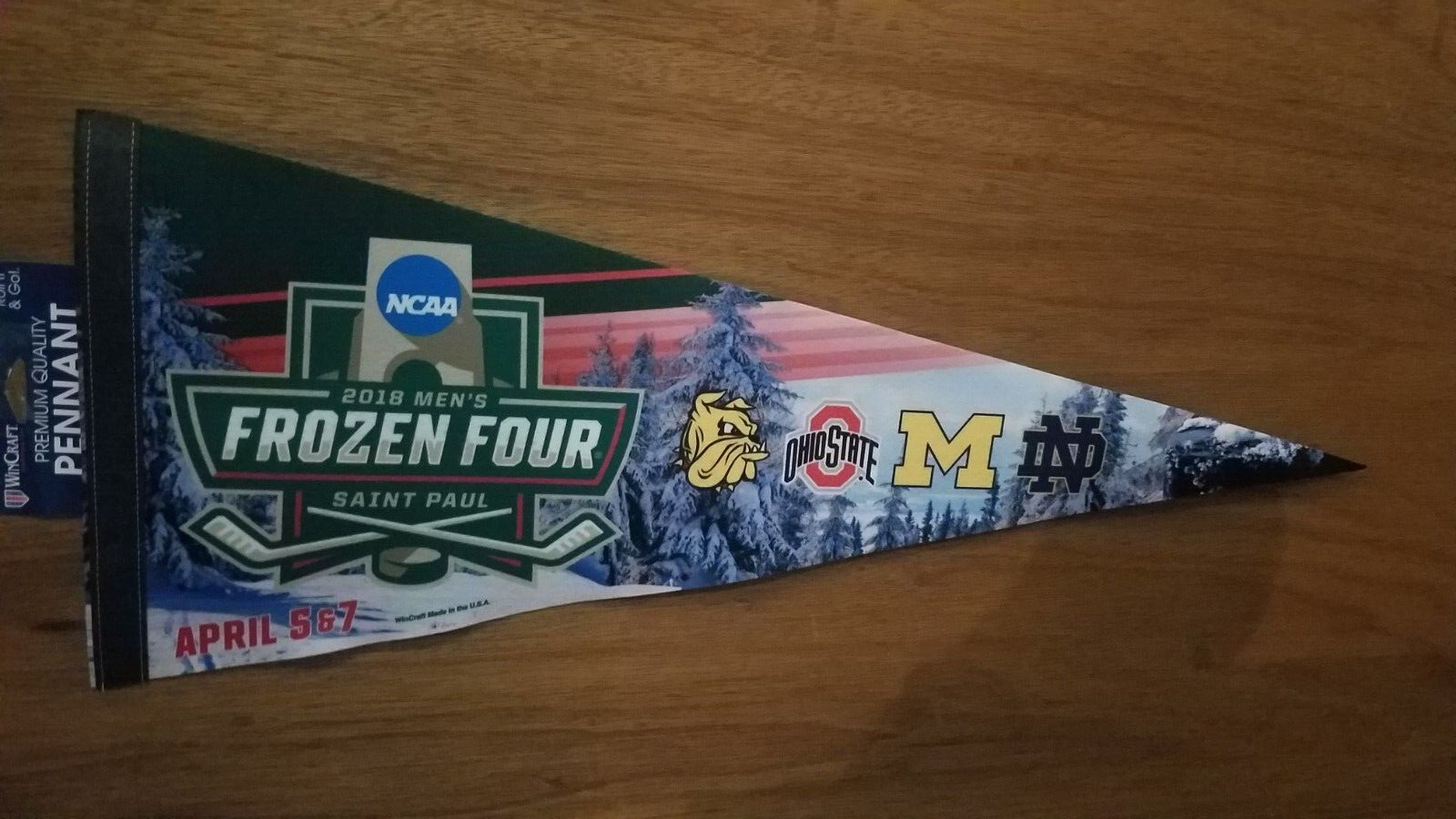 2018 Frozen Four 12x30 Premium Pennant 4 Team Michigan Minnesota Duluth Ohio St