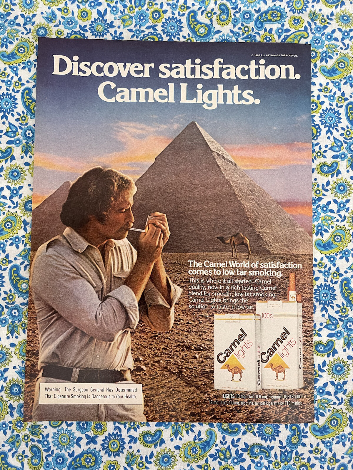 Vintage 1980 Camel Lights Cigarettes Print Ad Pyramids Discover Satisfaction