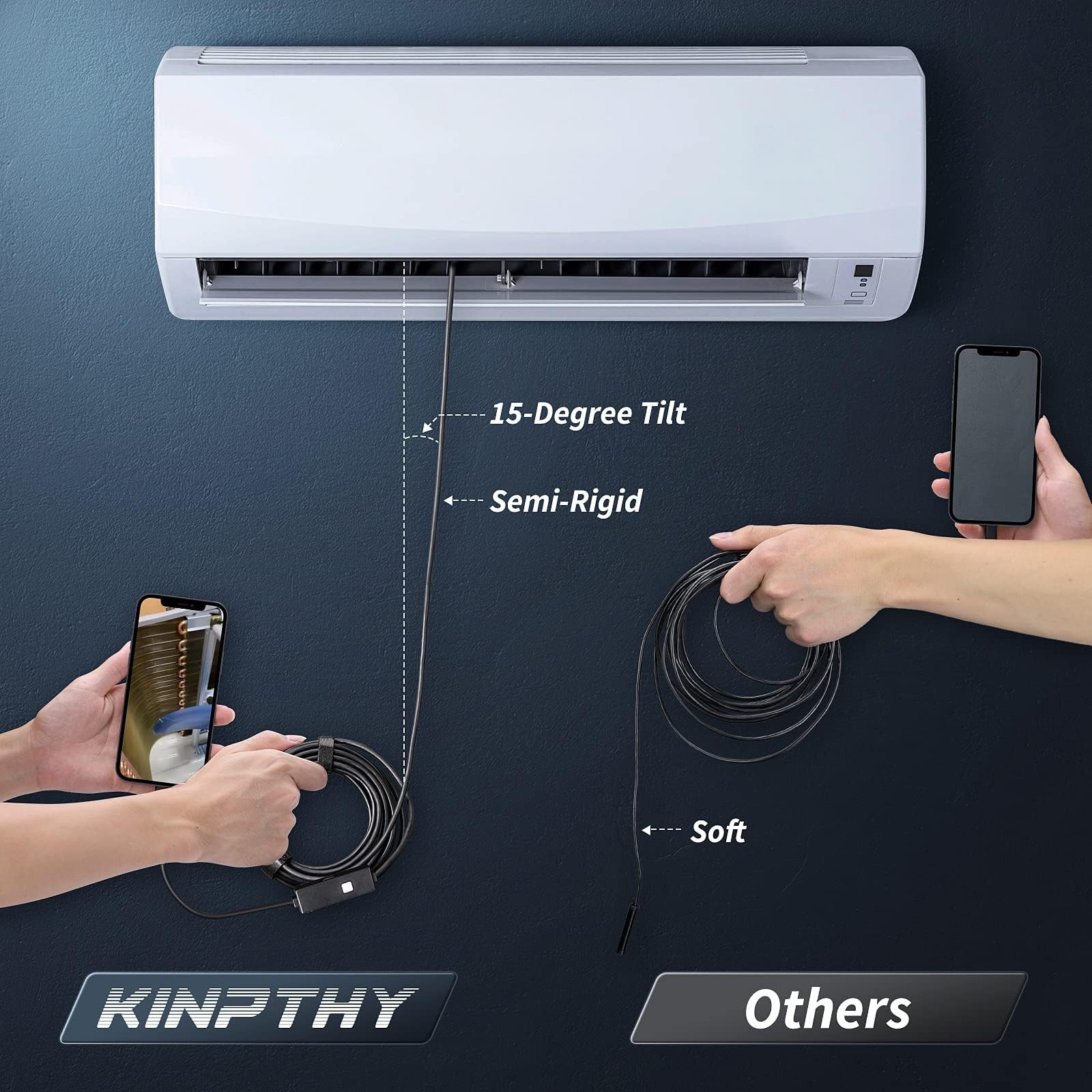 Endoscope Camera with Light,1920P HD Borescope Tools with 8 Adjustable LED Li...