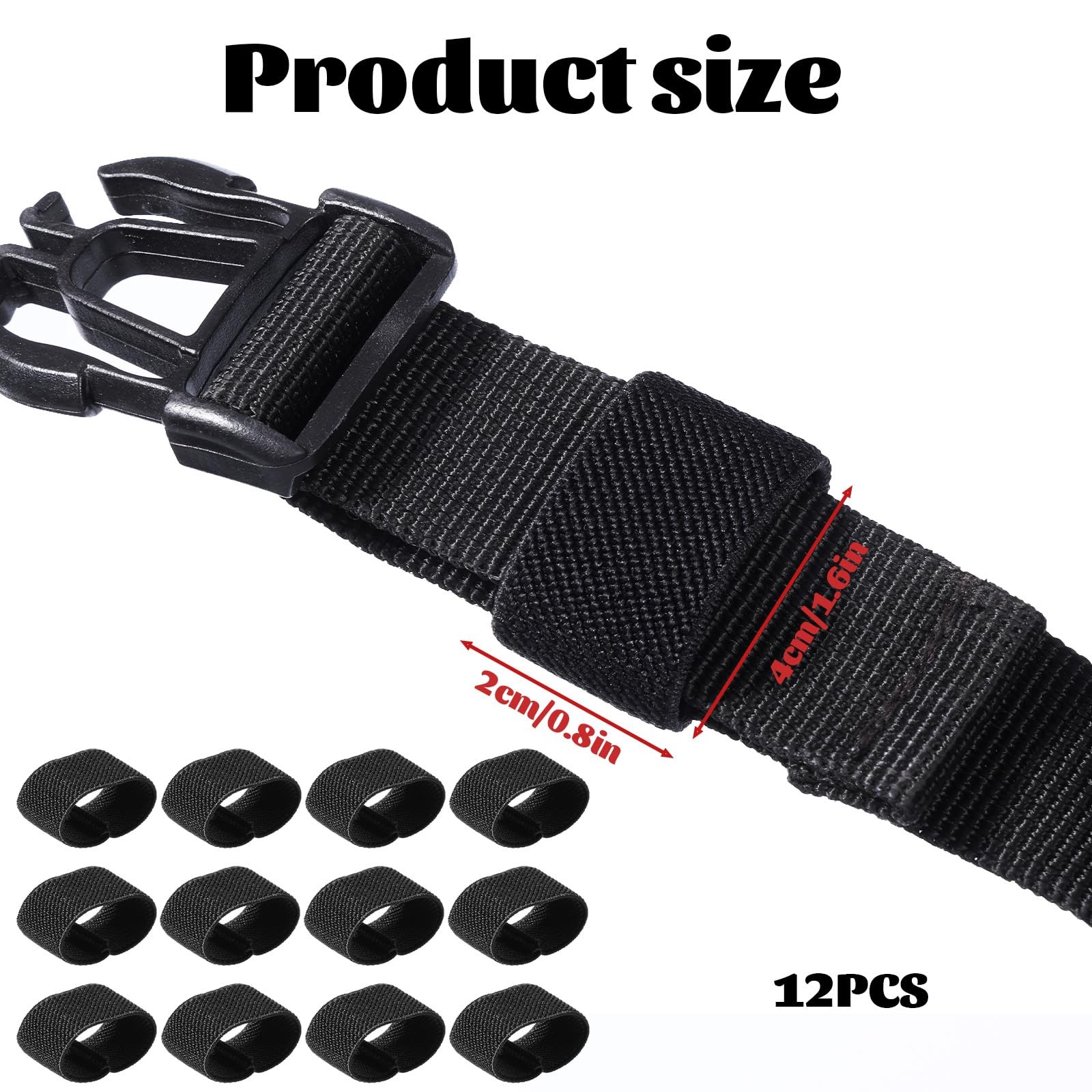 12 Pcs Elastic Belt Keepers Belt Loop Keeper Strap Organizer Nylon Backpack S...