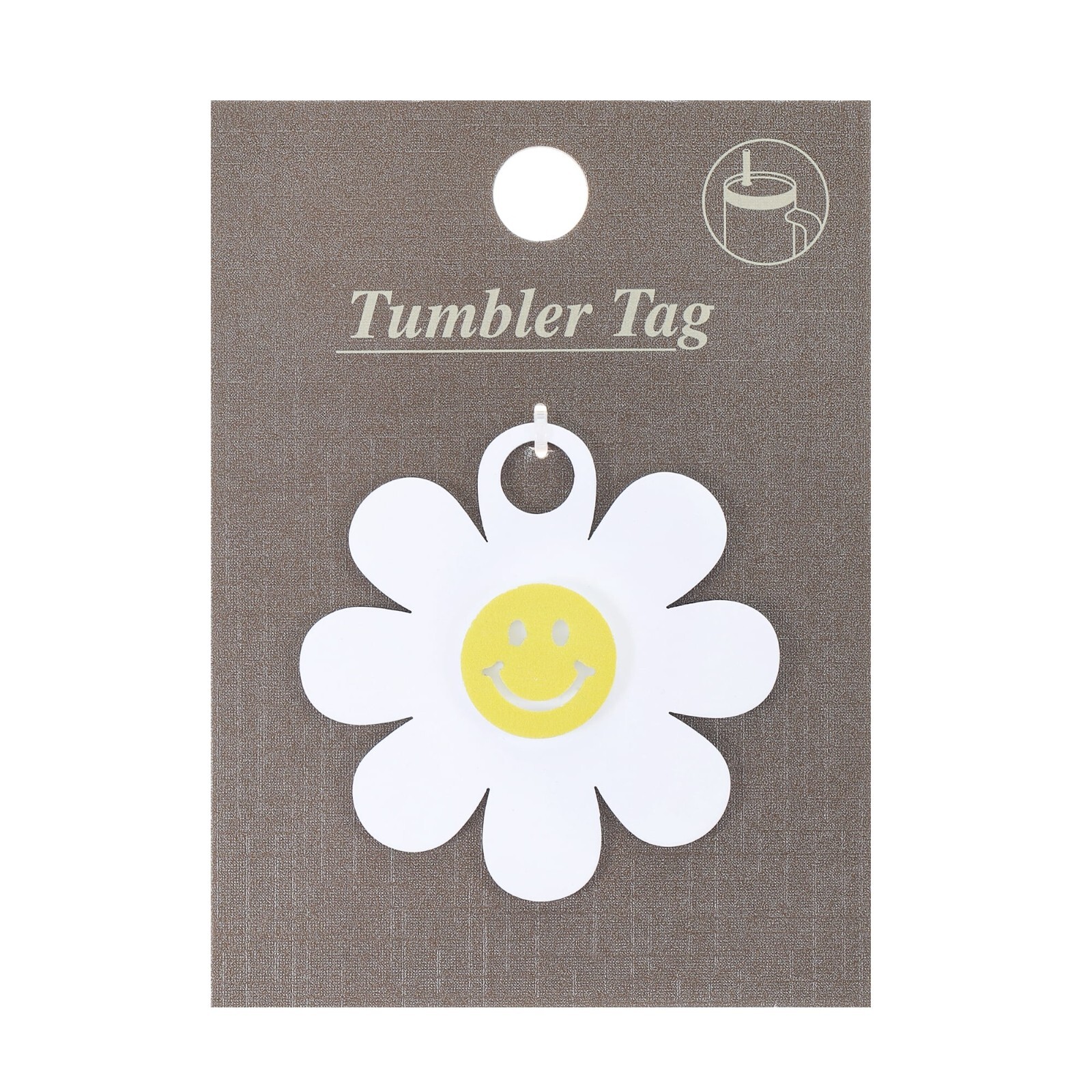 Solution Essentials White Crazy Daisy Tumbler Topper Tag, Fits Most 30-40oz