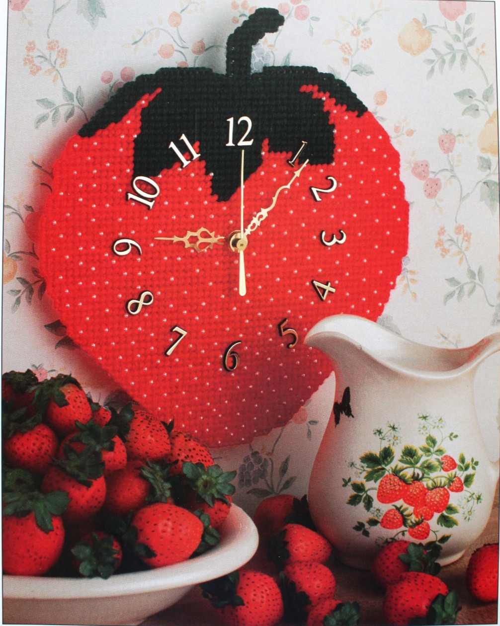 Strawberry Clock Plastic Canvas Patterns Annies Club HomeDecor