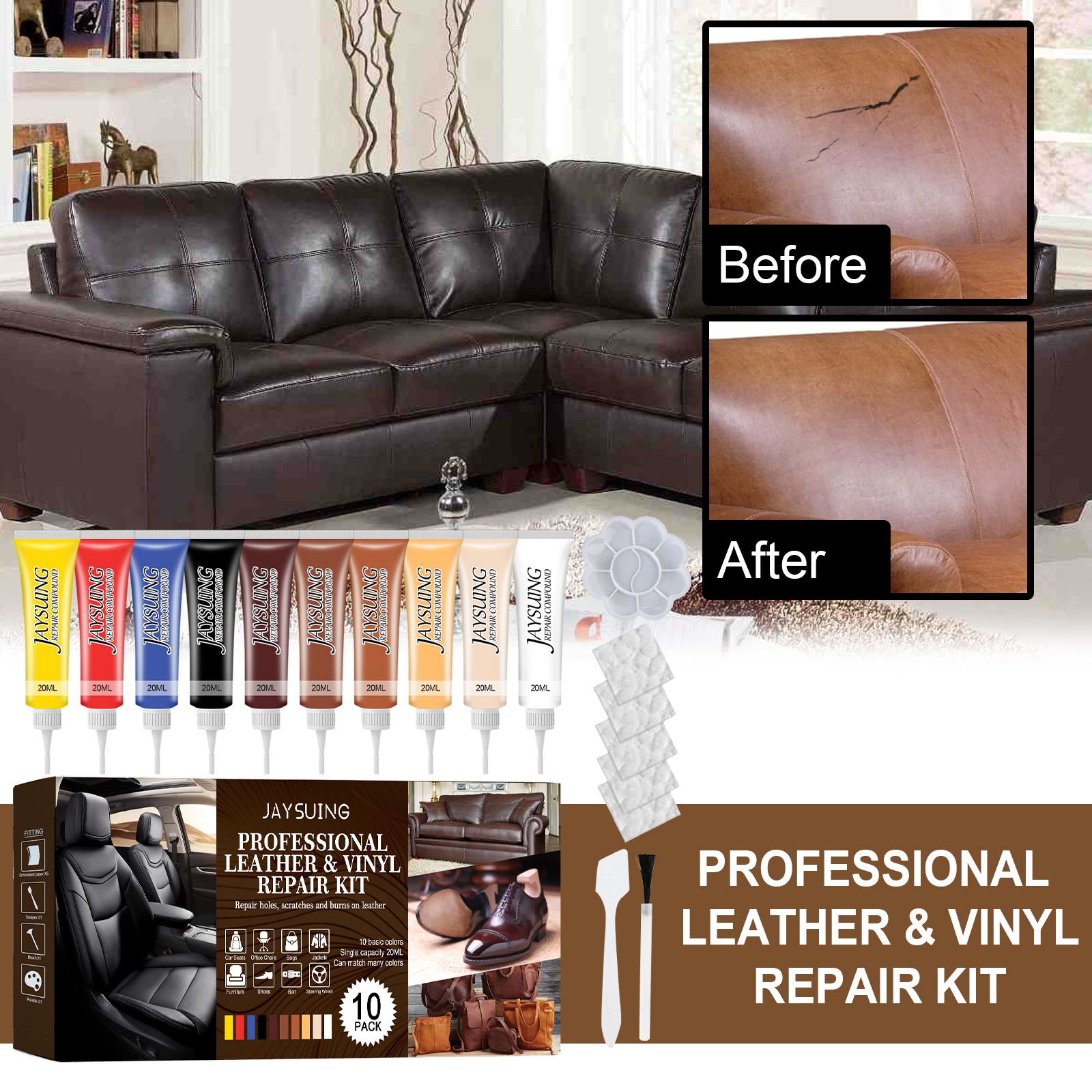 Vinyl & Leather Repair Kit Filler For Furniture Jacket Sofa Boat Car Seat US