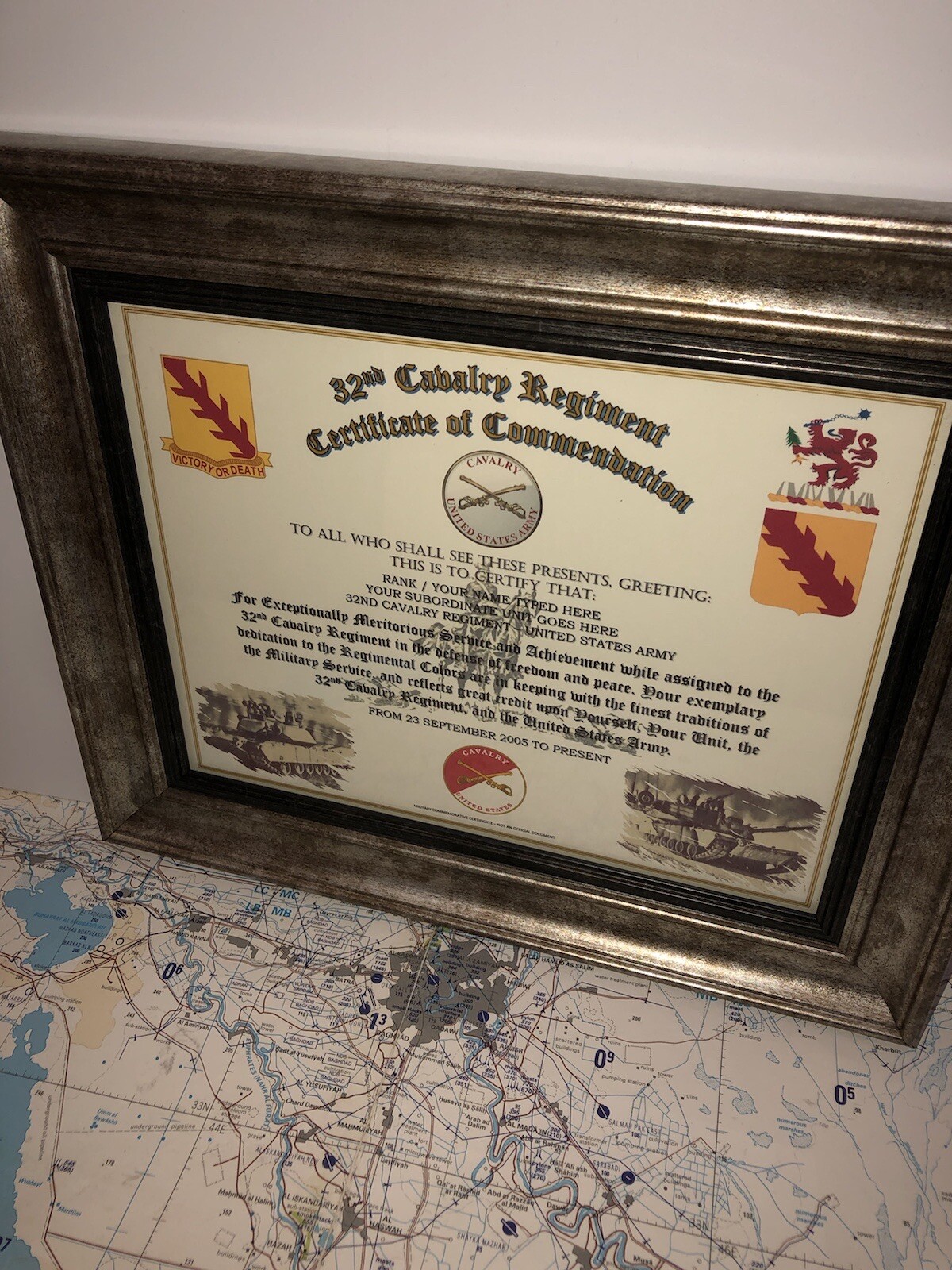 32ND U.S. CAVALRY REGIMENT / COMMEMORATIVE - CERTIFICATE OF COMMENDATION