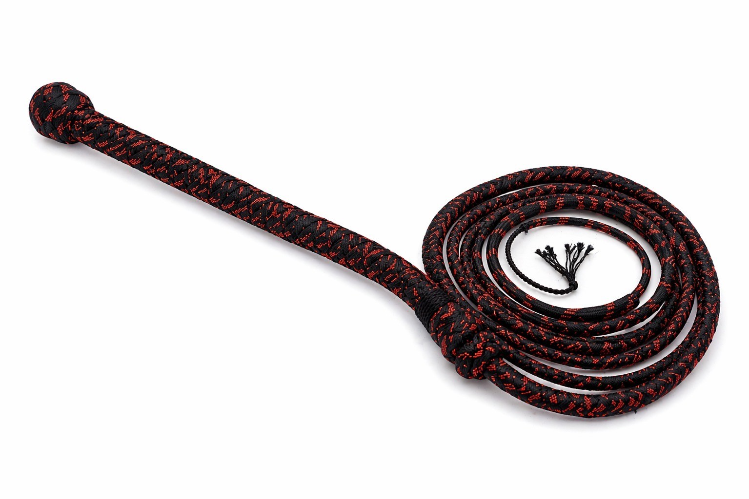 Black & Red Braided Whip Rope | Handmade Paracord Flogger | Strong Durable