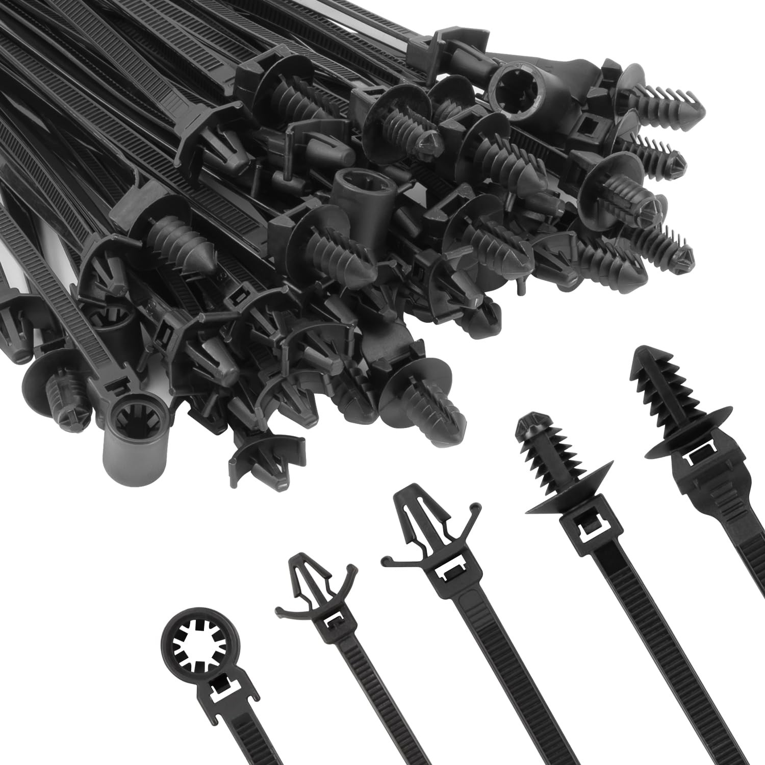 Armpow 110 PCS Automotive Installation Black Push Mount Cable 110 PCS,