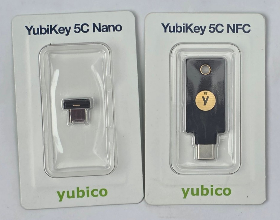 YubiKey 5C NFC + 5C Nano Security Keys USB-C FIDO2 U2F NEW Box Lot