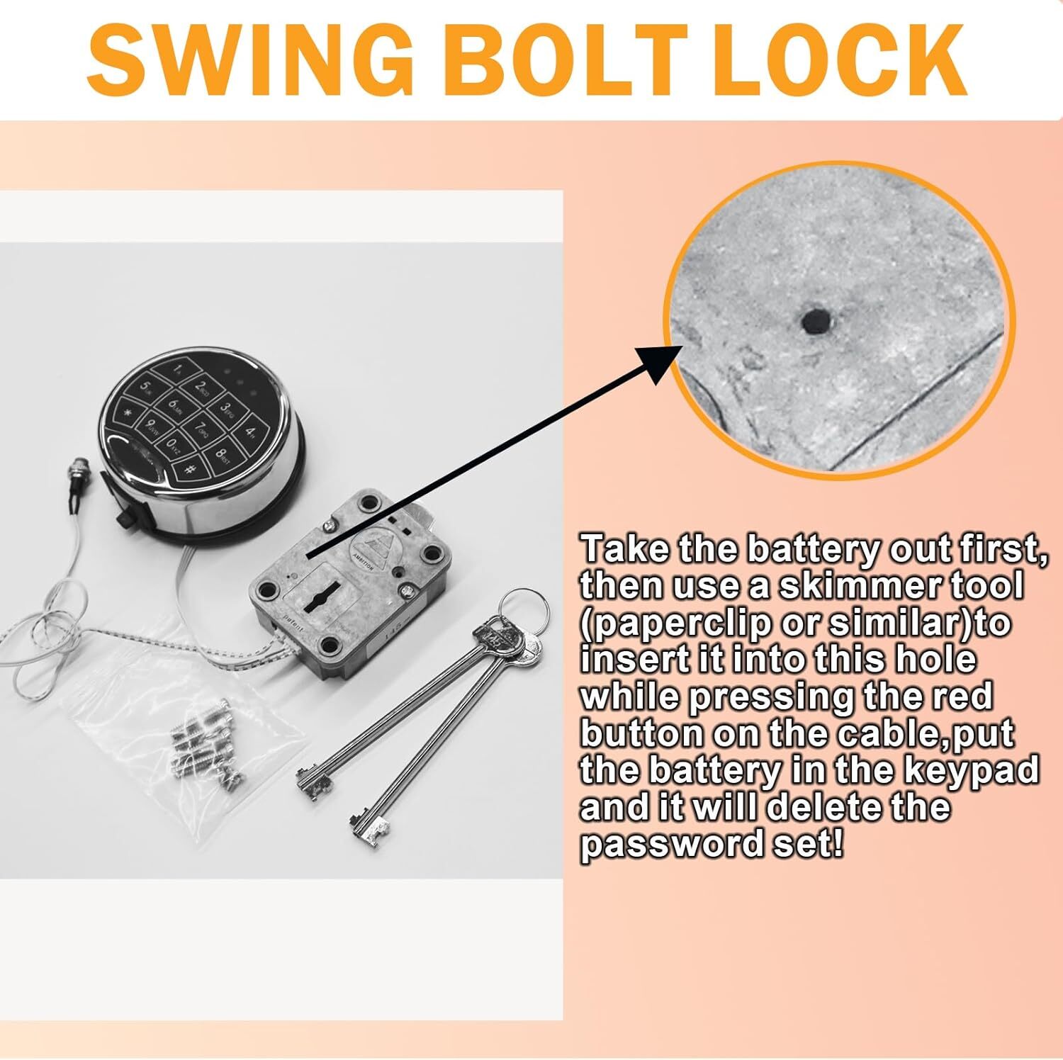 Gun Safe Lock Replacement Digital Electronic Keypad Lock for Left Swing Bolt