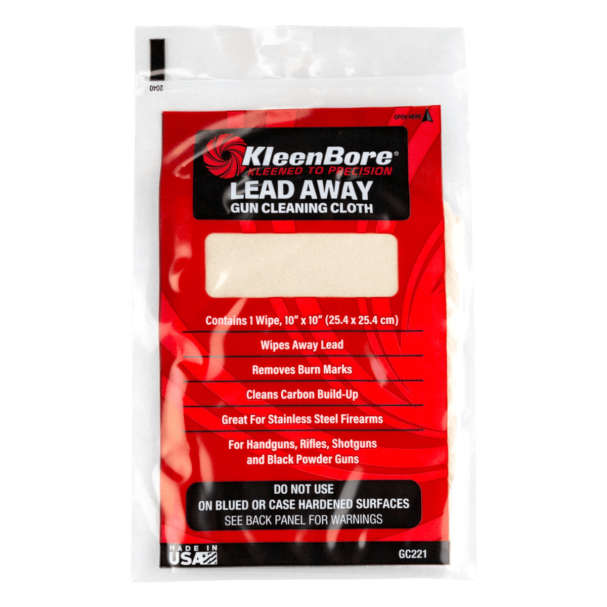 KleenBore Lead Away™ Gun Cloth wipes away lead, burn marks and carbon SHIPS FREE