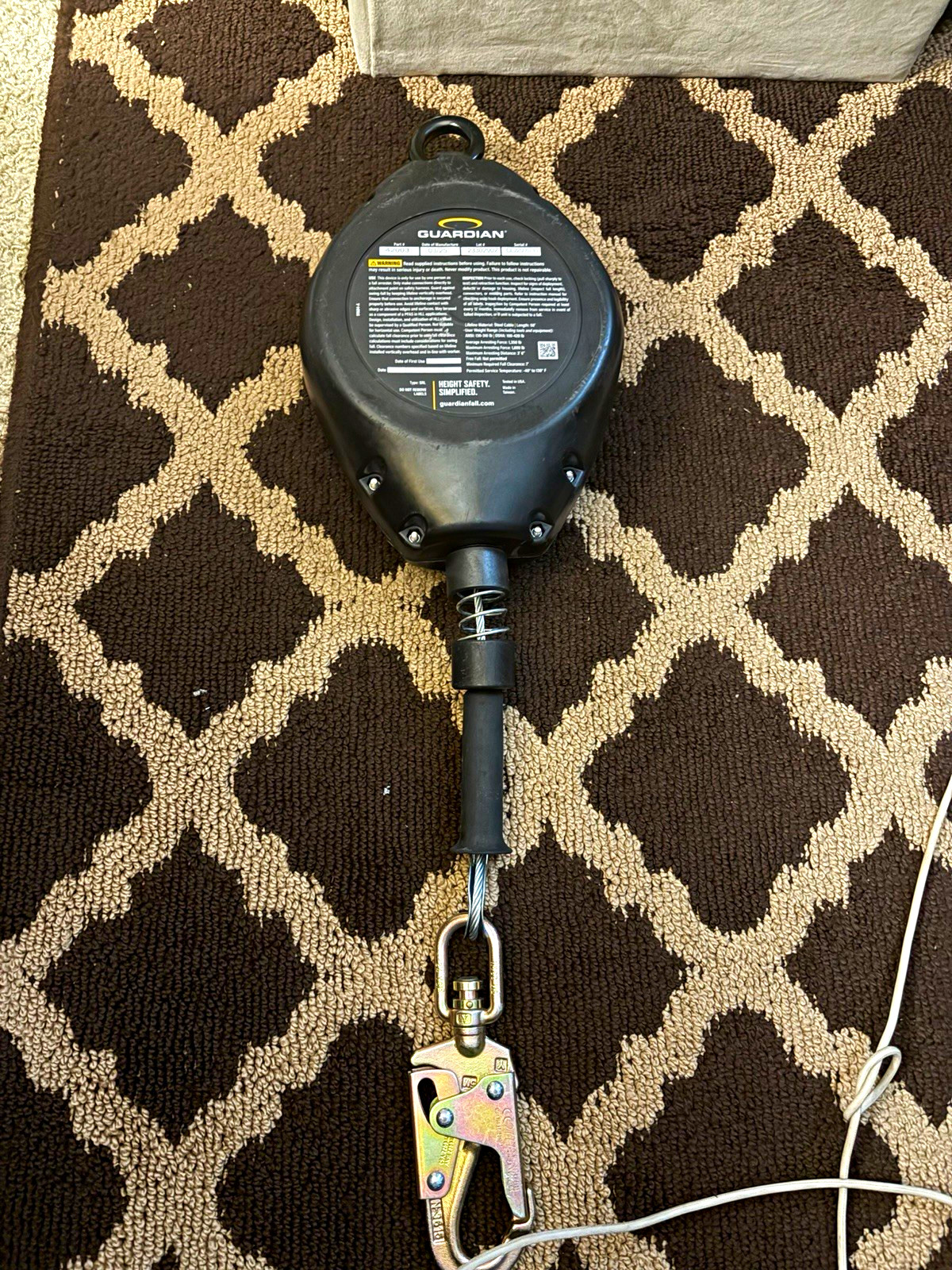 Guardian SRL Self-Retracting Lifeline Fall Arrest w/ Snap Hook
