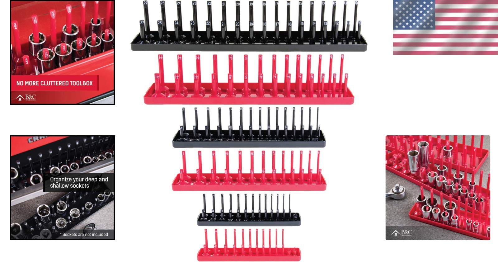 Socket Organizer Tray Set - SAE & Metric Storage Holders