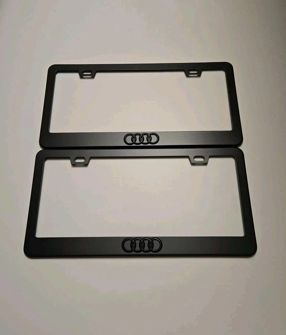 Audi 2x Black Stainless Steel License Plate Frame