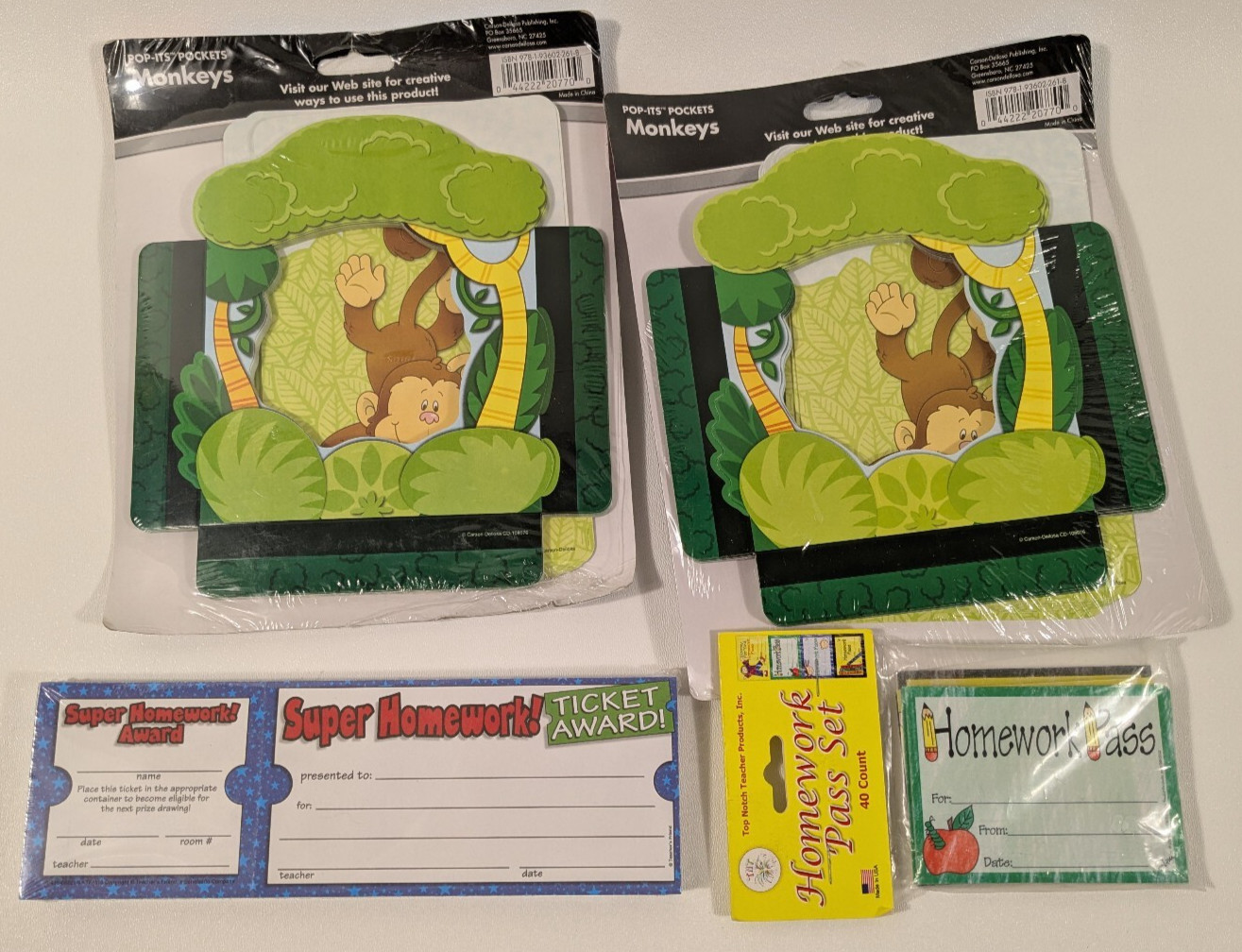 Lot of 4 Elementary Teacher Supplies Pop-Its Pockets Homework Pass Ticket Award