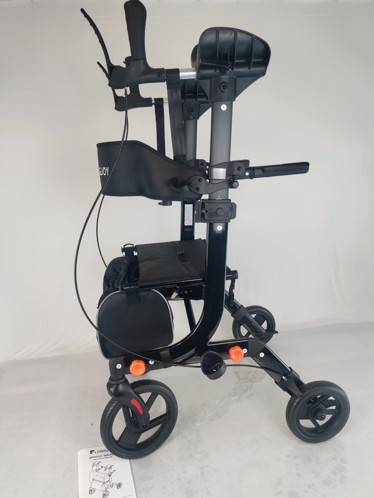 FlyingJoy Upright Rollator Walker w/ Seat All Terrain 300 lb Black