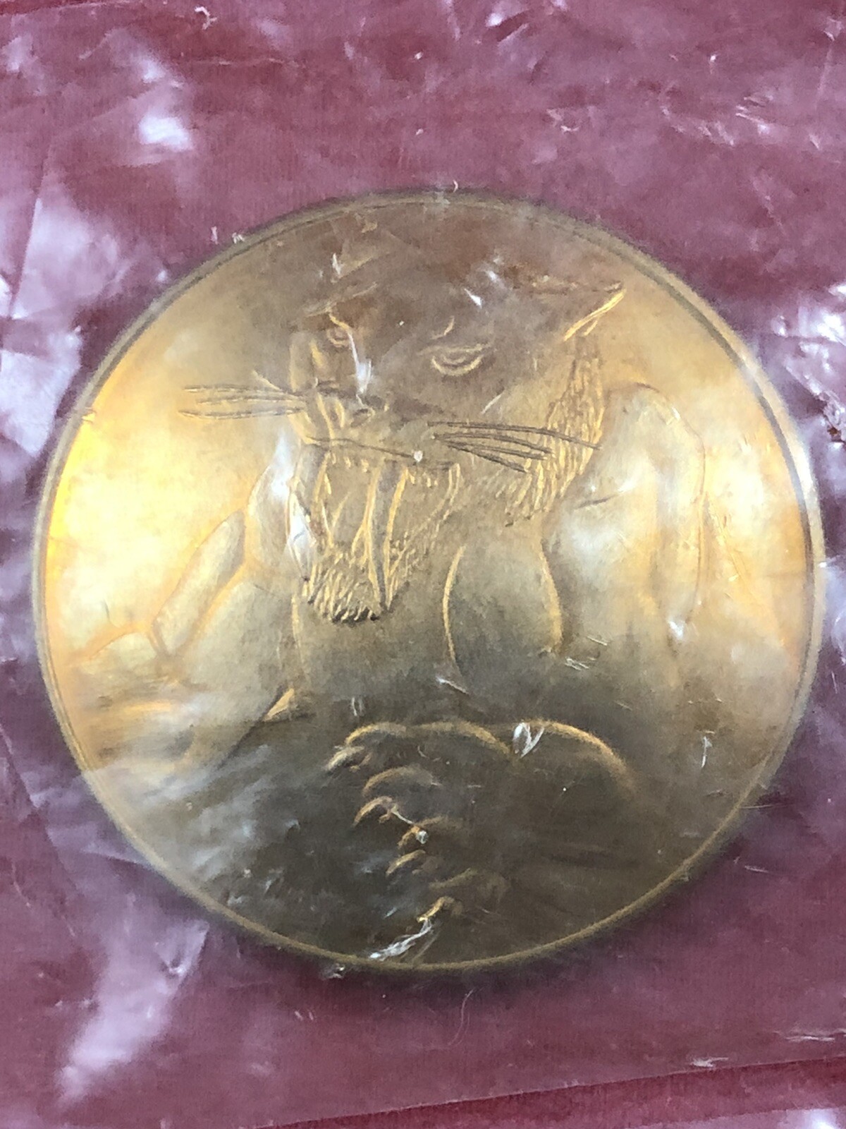 POGS Cool Mike’s Brass Slammer With Sabretooth, Tarantula or Caution Sign Front