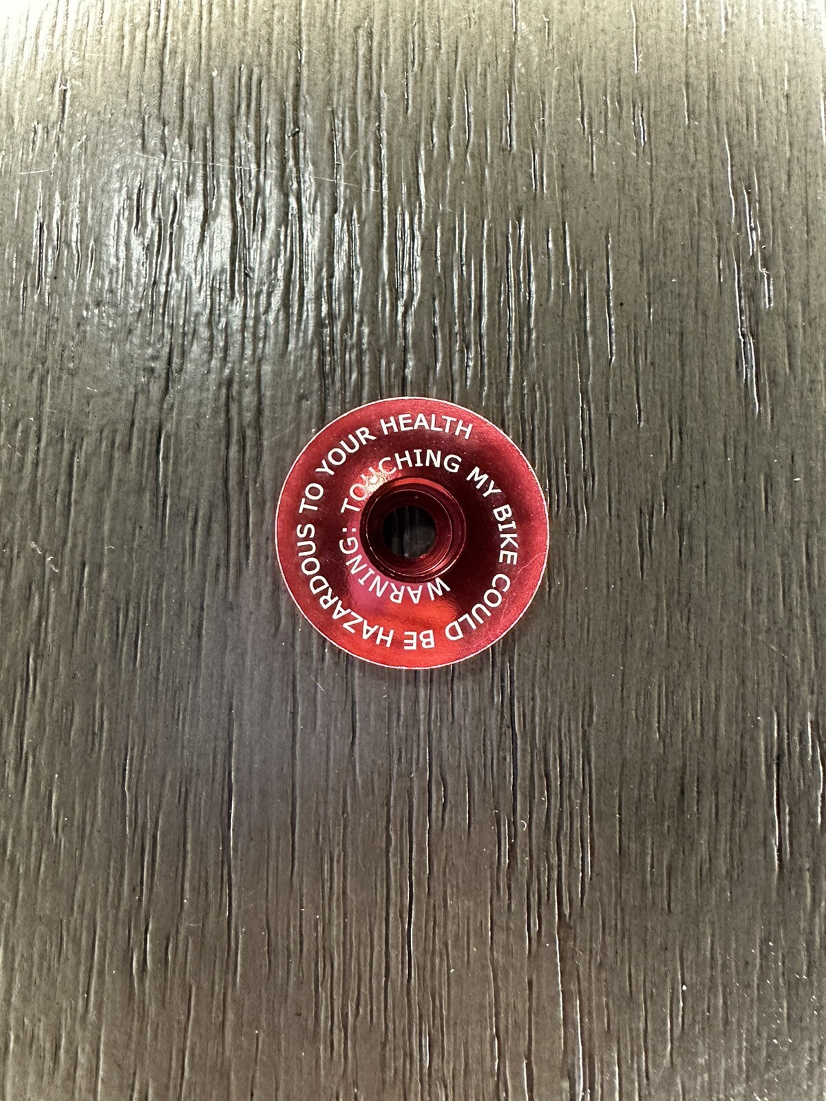 Touching My Bike Could Be Hazardous Bicycle Headset Stem Top Cap 1 1/8" Red