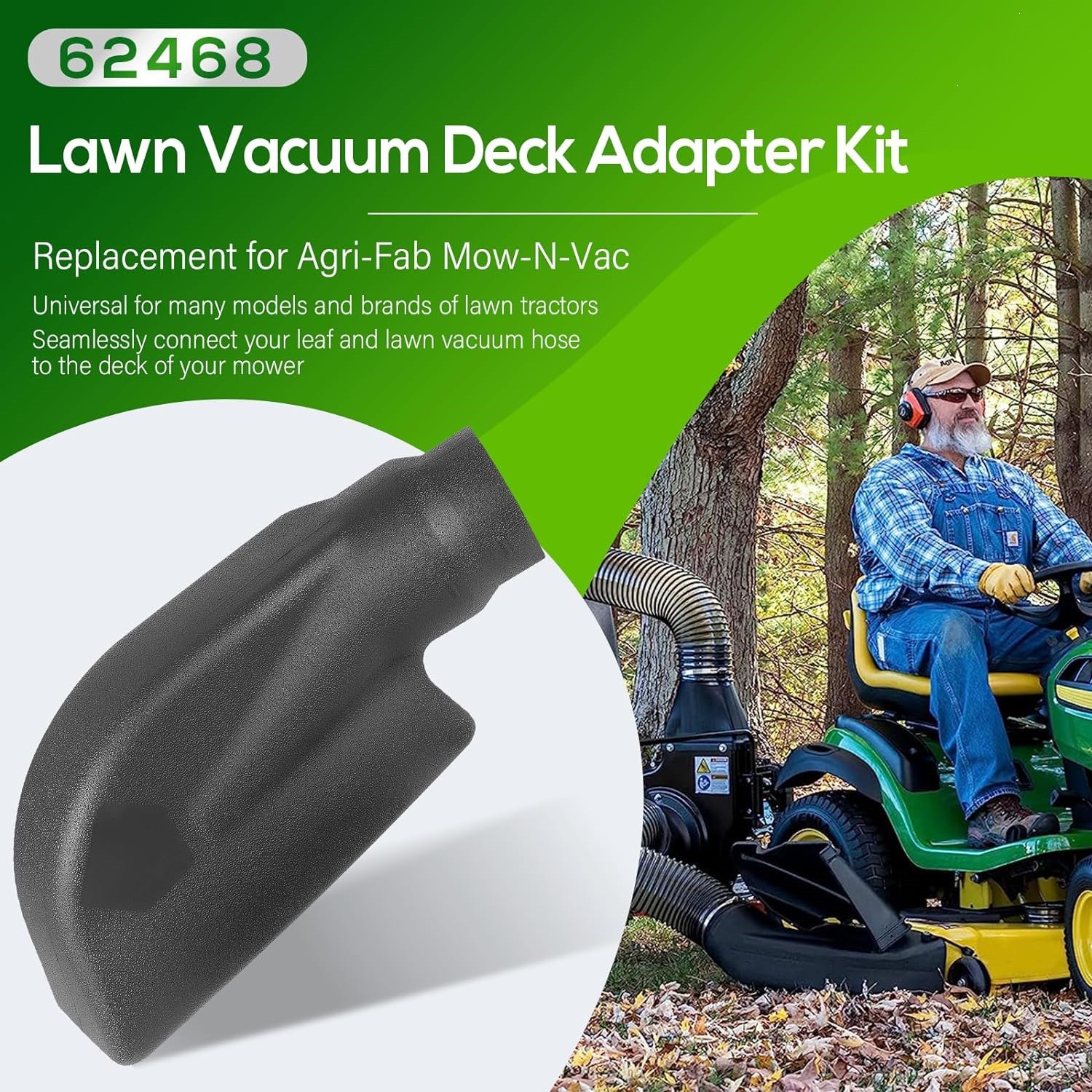 62468 Adapter Mow-N-Vac Kit Universal Deck Boot Chute Leaf Vacuum Bagger