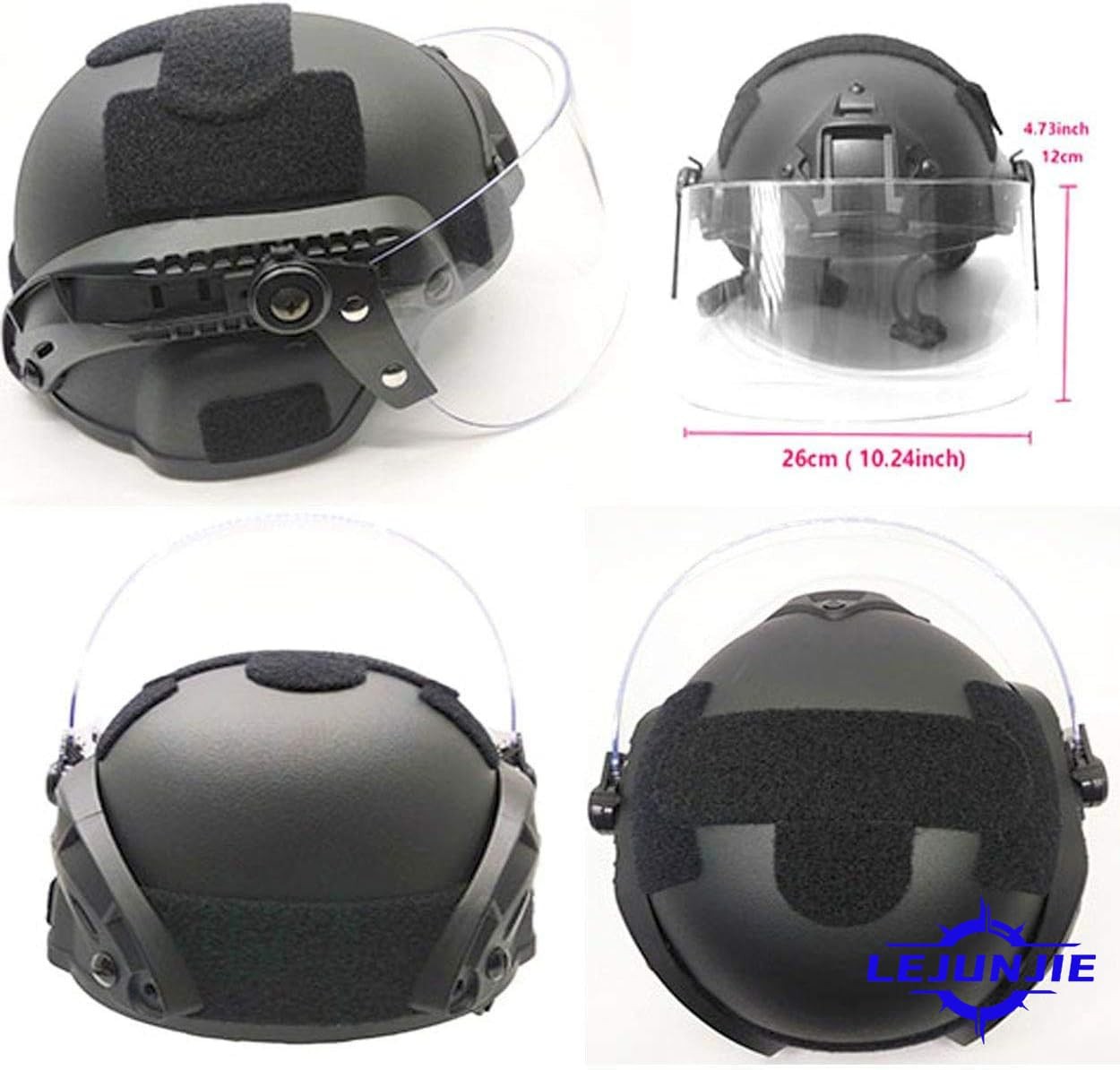 Tactical MICH 2000 Fast Helmet with Clear Riot Visor Face Shield Sliding Gogg...