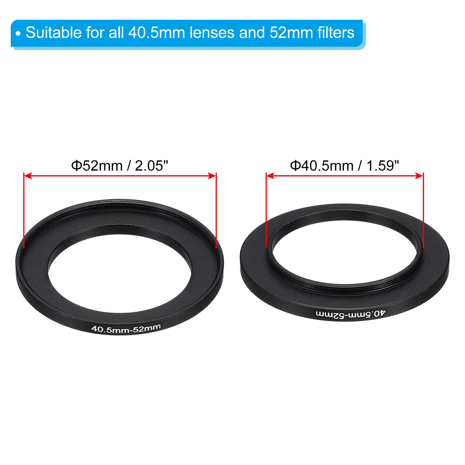 40.5mm-52mm Step Up Ring Camera Lens Filter Adapter Ring Filter with Cloth