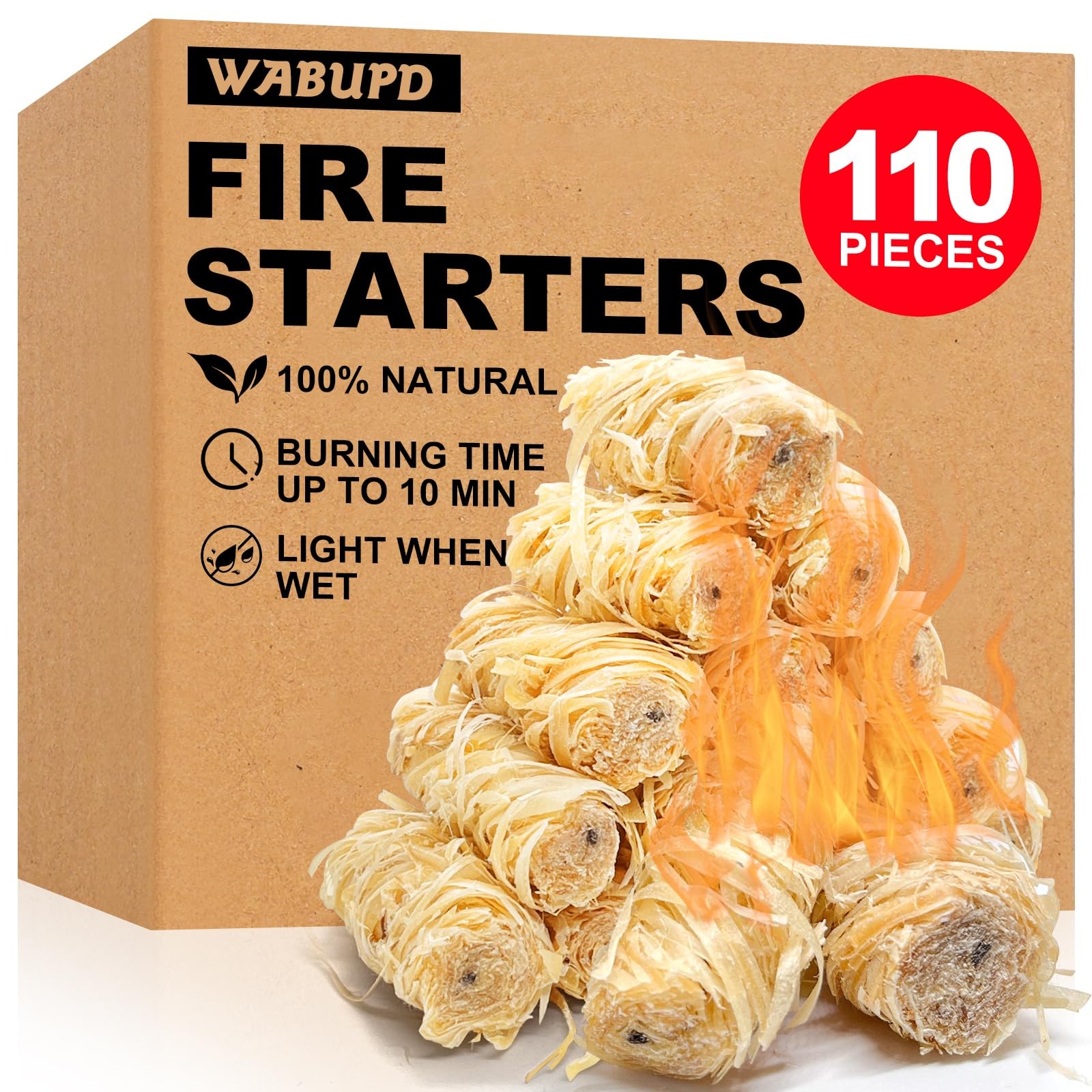 Fire Starter Natural 110 Pcs for Fireplace Pellet Stove BBQ Grill Charcoal