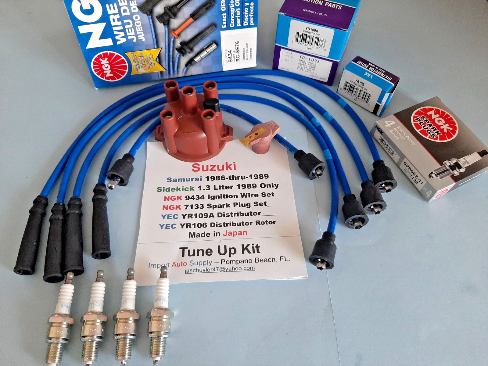 Suzuki Samurai 86-89 & Sidekick 1989 1.3 NGK Spark Plugs & Wires - Cap & Rotor